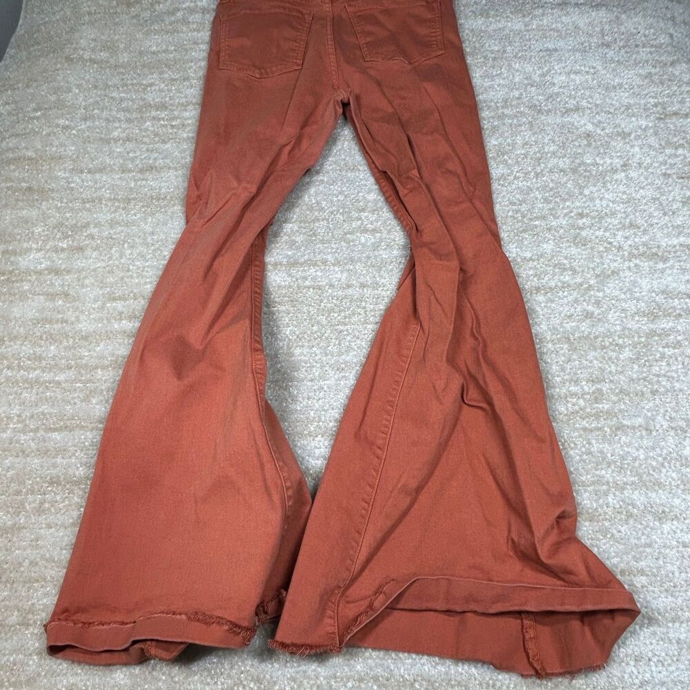 Sneak Peek Jeans Womens 11 Flare Frayed Hem Distressed Rust Orange Bootcut - Picture 12 of 13